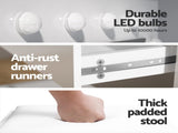 Artiss Dressing Table Set Stool 12 Led Bulbs White FURNI-Q-DRESS01-LED-WH-AB