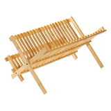 Bamboo Dish Drying Rack 2-Tier Foldable Dish Drainer with Tray Large Capacity Kitchen Counter V1366-AZ2-W-11867