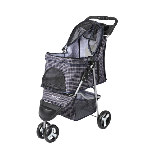 PaWz Large Pet Stroller Dog Cat Carrier Plaid ST1001-PLAID