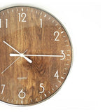 14-inch Round Wall Clock Silent Non-Ticking Quartz Battery Operated Wood Grain V63-838621