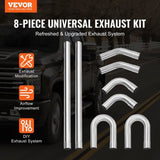 VEVOR DIY Universal Exhaust Kit 8 Pieces Exhaust Pipe Kit with Slip-Fit Joint V952-DZPQGTJ8PCS2IQRFLV0