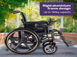 EQUIPMED Electric Wheelchair Folding, Long Range, Airline Approved, Lithium Battery, 24" Light Rear V219-HELWLCEQPKB2A