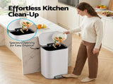 Cefito Kitchen Trash Can 40L Pedal Bins Rubbish Bin Steel with Soft Close Lid, Removable Inner RB-40L-1C-WH