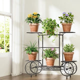 Artiss Plant Stand 6 Tier Iron 4 Wheeler DIY-PS-WHEEL-6T-BK