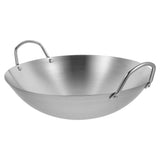 Heavy Duty Plated Silver Stainless Steel Wok for All Stoves - Easy to Move, Wide Use V1366-AZ2-W-17370