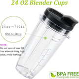Replacement 24oz Blender Cup with Sip & Seal Lid For Nutri Ninja BL450 BL456 BL480 BL482 BL640 BL642 V1258-DP02-C-1061