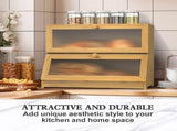 Double Layer Bamboo Bread Box for Kitchen Counter with Large Capacity and Clear Window V178-36087