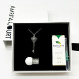 Gift Box - Key White Gold Aroma Necklace Purify Oil Blend V760-GBAJ - 38