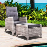 Gardeon Recliner Chair Sun lounge Wicker Lounger Outdoor Patio Furniture Adjustable Grey ODF-RECLINER-CHOTM-GE