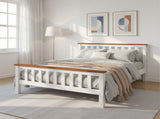 Artiss Bed Frame Double Size Wooden White PONY WBED-D-TC18-137-AB