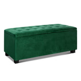 Artiss Storage Ottoman Blanket Box 97cm Velvet Green OTM-L2-VEL-GREEN
