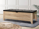 Artiss Storage Ottoman Blanket Box Leather Oak FURNI-L-OTM01-OAK