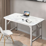 SOGA 120x60 White Foldable Computer Study Table Easy Assembly Desk No Chair COMTABLEF3