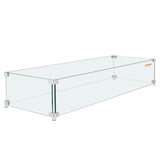 Gas Fire Pit Wind Guard for Square Fire Table, 595 x 190 x 165 mm Clear Tempered Wind Guard for V952-HKFFZGHBLZFXHZGELV0