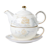 Tea for One Porcelain Teapot and Cup Set, Tea Set for One, Floral Teapot, Gold Rose Tea Set Gift for V1192-AZ-W-14251