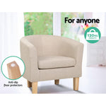 Artiss Armchair Lounge Chair Tub Accent Armchairs Fabric Sofa Chairs Beige UPHO-B-TUB02-BG
