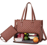 2 in 1 Lunch Laptop Tote Bag 15.6 Work Bags for Women Teacher Nurse Casual - Brown V1263-JX-8122-7