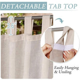 2 Pcs Outdoor Curtain, Patio Curtain, Detachable Sticky Tab Top for Easy and Non-Slip Hanging, V1237-ZY-715-241