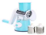 Manual Rotary Cheese Grater with Three Drum Blades Stainless Steel Handheld Rotary Slicer Shredding V1294-YM0901-H40317BL