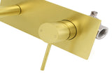 WELS Bathroom Round Wall Basin Mixer Vanity Sink Tap Spout Faucet Brushed Gold V1233-KRD301G