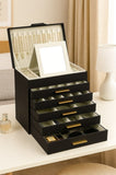 CARLA HOME 6-Layer Large Jewelry Organizer Box for Women with Mirror, Drawers, Hooks & Dividers for V178-36228