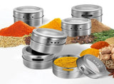 Upgrade Magnetic Spice Jars 12pcs with Wall Mounted,Stainless Steel Spice Tins with Lid and Small V1192-AZ-W-12466