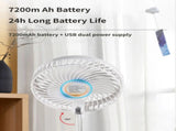 White USB Rechargeable Telescopic Folding Fan, Portable Standing & Desktop Quiet Fan with 4 Wind V888-ELOSUNG55639