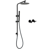 Matt Black Round 8" Rain Shower Head 3 Mode Handheld 2 in 1 Wall Arm Taps Set V1233-C4902B22PHT006CBKSR108BCPF0282ABK
