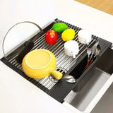 2 Pack Large Stainless Steel Roll Up Dish Drying Rack with Utensil Holder for Home Kitchen LSB-36044