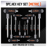 18-Piece T-Handle Hex Key Set, SAE/Imperial & Metric Sizes Allen Wrench Set Long Arm with Ball End V465-SDY-97374