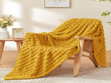 Updated Grey Throw Blanket for Couch and Bed- Super Soft and Warm 3D Checkered Fluffy Fuzzy Fleece V1107-114-55049-YEL5