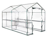 Green Fingers Greenhouse 1.2x1.9x1.9M Walk in Green House Tunnel Clear Garden Shed 4 Shelves GH-WALK-19X12-TP