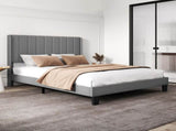 Levede Metal Wooden Bed Frame Double Panel Plush Upholstered Soft Headboard Grey BF1072-D-GY-AU-1