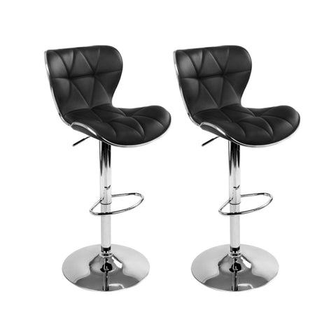 Artiss 2x Bar Stools Gas Lift Leather Seat Black BA-TW-NEW4045-BKX2