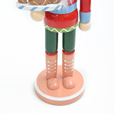 New Classic Wooden Nutcracker Figurine, 38cm tall, gingerbread house hat design, red and blue V1232-HTJZ-38CM-001