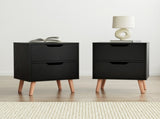 Artiss 2 x Bedside Table 2 Drawers - BODEN Black FURNI-L-SCAN-BS01-BKX2