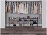 Set of 2 Black Matte Stackable Shoe Rack, 8-Tier Vertical Tower, Grey LSB-68983