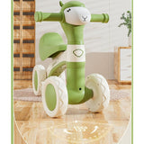 Cartoon Alpaca Kids 4-Wheel Balance Bike, Pedal-Free Toddler Scooter with Lights & Music for Ages V1265-AU-498-BROWN