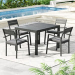 Gardeon Outdoor Dining Set 5 Piece Aluminum Extendable Table Setting Black FF-DINING-5CLS-BK-ABC