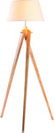 Large Tripod Floor Lamp Linen Shade Modern Bamboo Wooden Retro Twist Light V563-75037