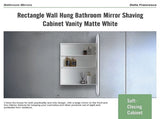 Rectangle Wall Hung Bathroom Mirror Shaving Cabinet Vanity Matte White V63-837551