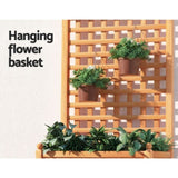 Green Fingers Garden Bed Wooden 64x35x115cm Planter Raised Box Container Trellis GARDEN-WOOD-PANEL-58