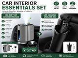 2 pcs Car interior essentials set-Silvery Car Air Vent Aroma Diffuser & Black Hanging Storage Bin V888-ELOSUNG53452