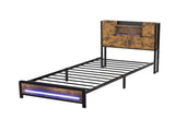 Levede Single Bed Frame Storage Headboard Industrial BF1066-S