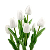 Flowering White Artificial Tulip Plant Arrangement With Ceramic Bowl 35cm V77-8870015