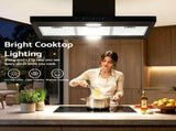 Devanti 90cm Island Rangehood Ceiling-Mounted 3-Speed Touch Control LED Black RH-ISL-90-BK