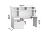 Artiss Computer Desk Office Study Desks Table Bookshelf Drawer White 120cm FUR-W-CD120-WHT-AB