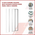 4 Fold Chrome Folding Bath Shower Screen Door Panel 1000 x 1400mm V63-830161