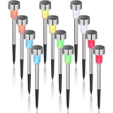 Colorful Outdoor Solar Garden Lights Stainless Steel LED Lights 12 pcs Wireless For V1188-MS-227-1548