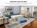 Sky Blue Cotton Linen Cushion Cover for Tatami Floor Mat Indoor Seat Cover V1370-AZ4-17079